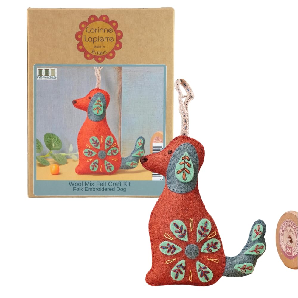 Corinne Lapierre Folk Embroidered Dog Felt Craft Mini Kit
