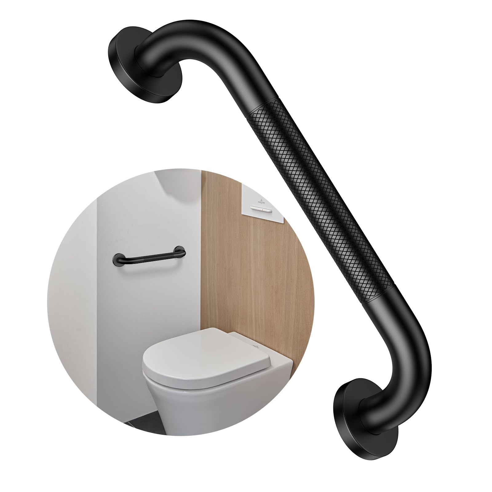 Photo 1 of 16 Inch Anti Slip Shower Grab Bar, Munzong Oil Rubbed Black Bathroom Grab Bar for Bathtubs and Showers, Knurled Handicap Balance Bar,Safety Hand Rail Support Elderly Senior Assist Bath Handle