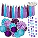 Paxcoo 29 Pcs Purple and Blue Party Decorations with Tissue Pom Poms Lanterns Tassel Garland for Birthday Baby Shower Decor