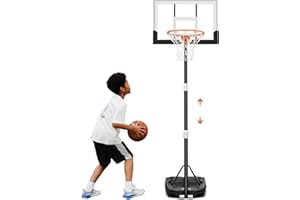 Seray Kids Basketball Hoop Outdoor/Indoor 40/29 inch Backboard 10/7ft 10s-Quick-Adjust, Portable Basketball Hoop for Adults/Family in Poolside/Backyard/Indoor, Shatterproof Backboard and Enlarged Base