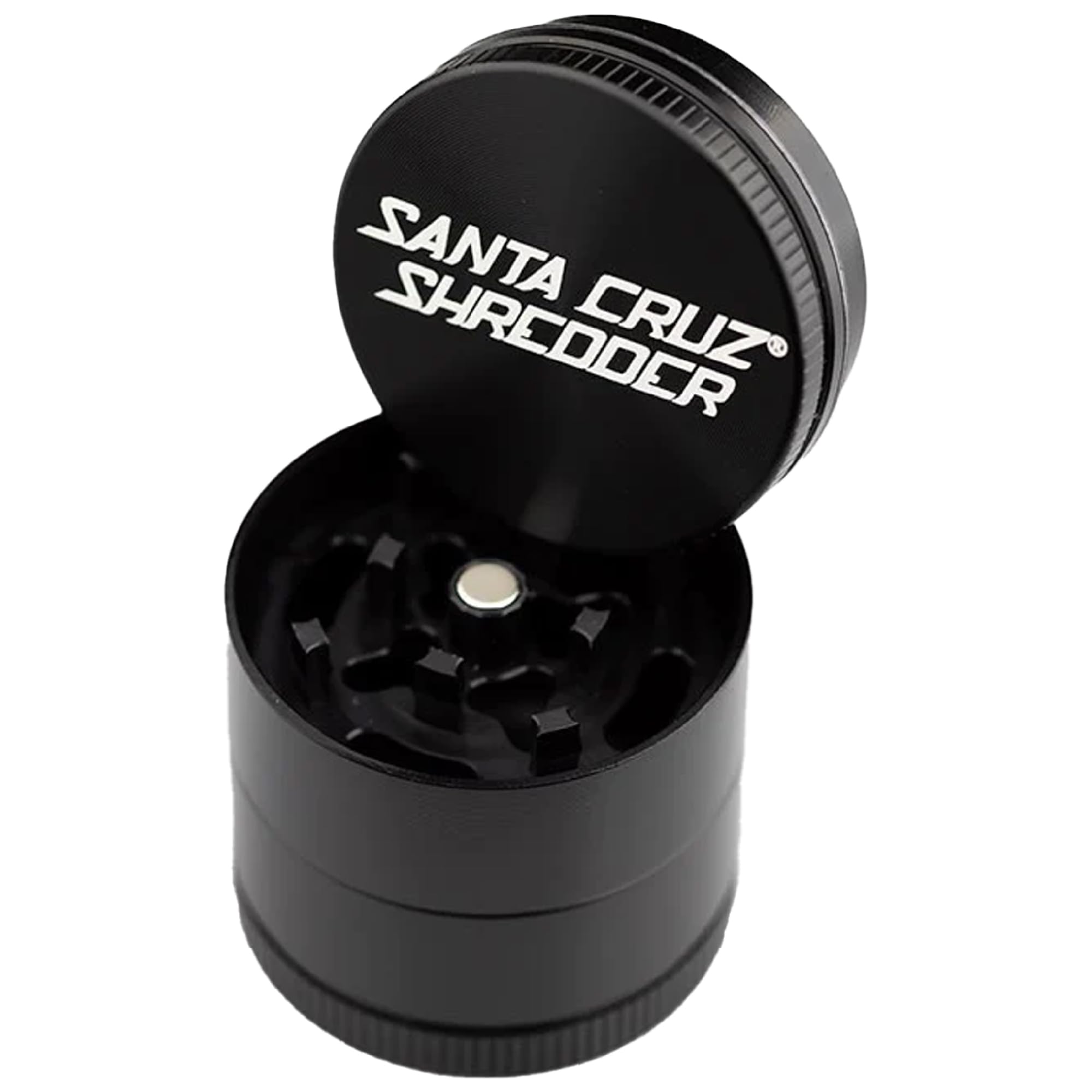 Santa Cruz Shredder Metal Herb Grinder Knurled Top for Stronger Grip 3 Piece Small 1.7" (Black)