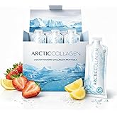 ARCTICCOLLAGEN Liquid Marine Collagen Peptides Supplement (8000mg) | Hydrolyzed Arctic Collagen for Skin, Hair, Nails & Joints | Sugar-Free Strawberry | 14 Sachets
