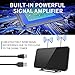 [2020 Newest] TV Antenna Receiver, Indoor Digital TV Aerial with Stand 50-80 Miles Range Freeview Amplified HD TV Aerial Support 4K 1080P HD/UHF/VHF/FM Freeview Channe