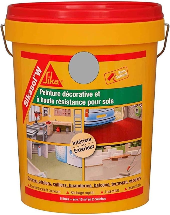 Sikasol W Peinture Acrylique Decorative Pour Sol 5L Gris Beton