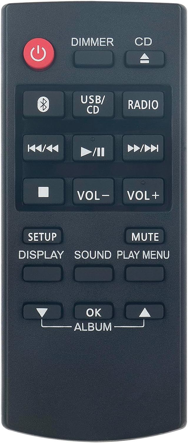 ALLIMITY N2QAYB000944 Replace Remote Control fit for Panasonic Stereo System SC-HC29 SC-HC295 SC-HC39 SC-HC39DBEWK SC-HC39EC-W SC-HC29EC-W SC-HC301EF-K SC-HC29EGK SC-HC397EGW SC-HC39EFK SC-HC29EF-K