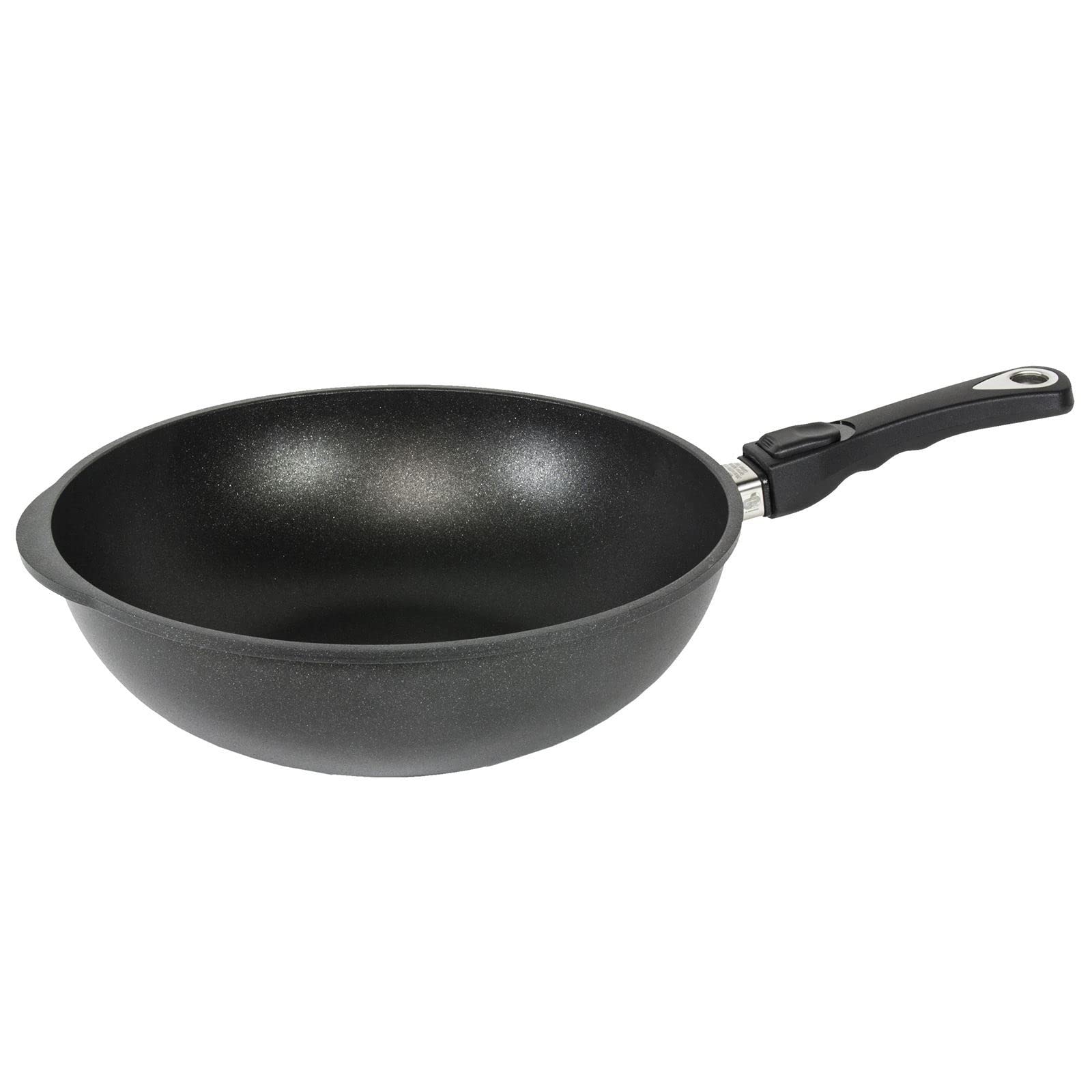 AMT Gastroguss Wok Pan, Diameter 32 cm, Height 10 cm, Removable Handle, Cast Aluminium, Lotan® Non-Stick Coating for Grease-Free Roasting, Suitable for Induction cookers, AMZN-I-1032S-Z20B