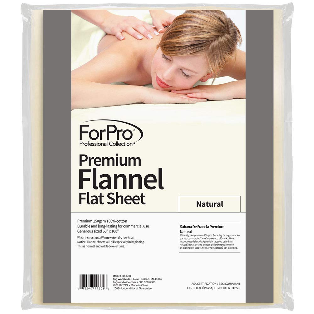 ForPro Premium Flannel Flat Sheet – Wrinkle-Resistant Massage Sheet - Natural: Health & Personal Care