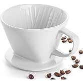 DOWAN Pour Over Coffee Maker, Non-Electric Pour Over Coffee Dripper, Manual Brew Maker, Single Cups Porcelain Slow Brewing Accessories for Gifts,White