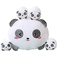 SQEQE Panda Mommy Stuffed Animal with 4 Baby Pandas, Super Soft Cartoon Hugging Toy Gifts for Girls Boys Birthday