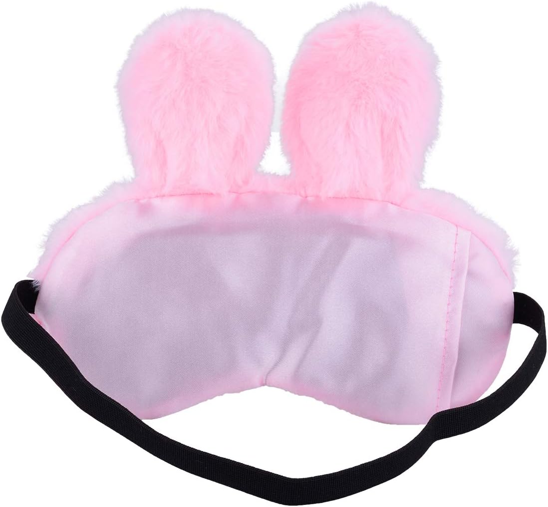 Ulife Mall Funny Easter Bunny Sleep Eye Mask Fluffy Plush Blindfold for Sleeping Travel Eye Mask with Adjustable Elastic Band Sleeping Masks Eye Cover for Children Girls Boys Women Pink - Image 3