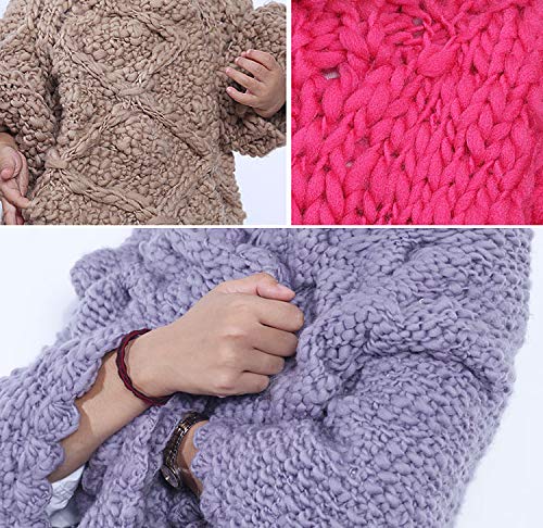 EA-STONE Coarse Wool Blanket, 50g/1ball DIY Soft Scarfs Sweaters Hand-woven Crochet Knitting Natural Threads (25#) - Thumbnail 3