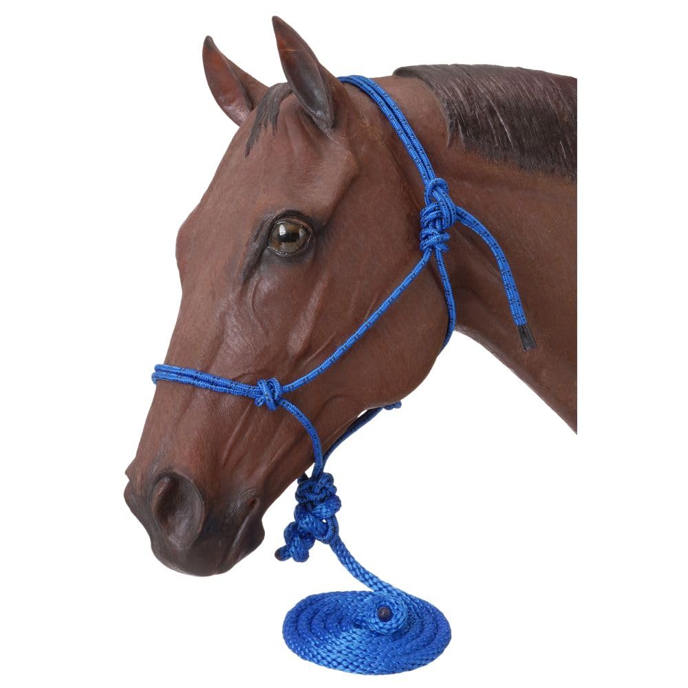 Tough 1 Poly Rope Tied Halter with Lead, Royal Blue, Horse