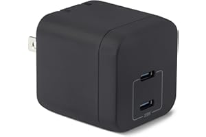�鶹�� Basics Fast Charging USB C Nano GaN Wall Charger, 35W 2-Port for Tablets Phones, Black