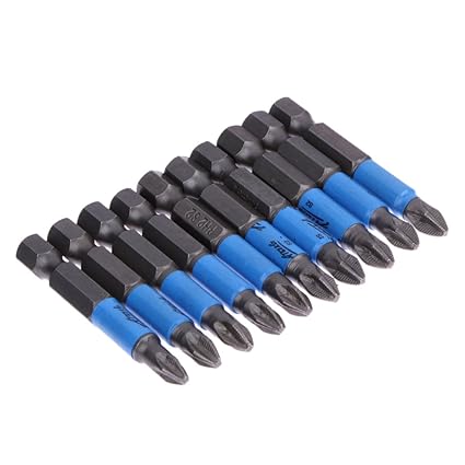 Generic 10pc Anti Slip Electric Screwdriver Bits 1/4 Hex Shank PH2 50mm Single Side Suitable for Cordless Drills S2 Steel Screwdrivers