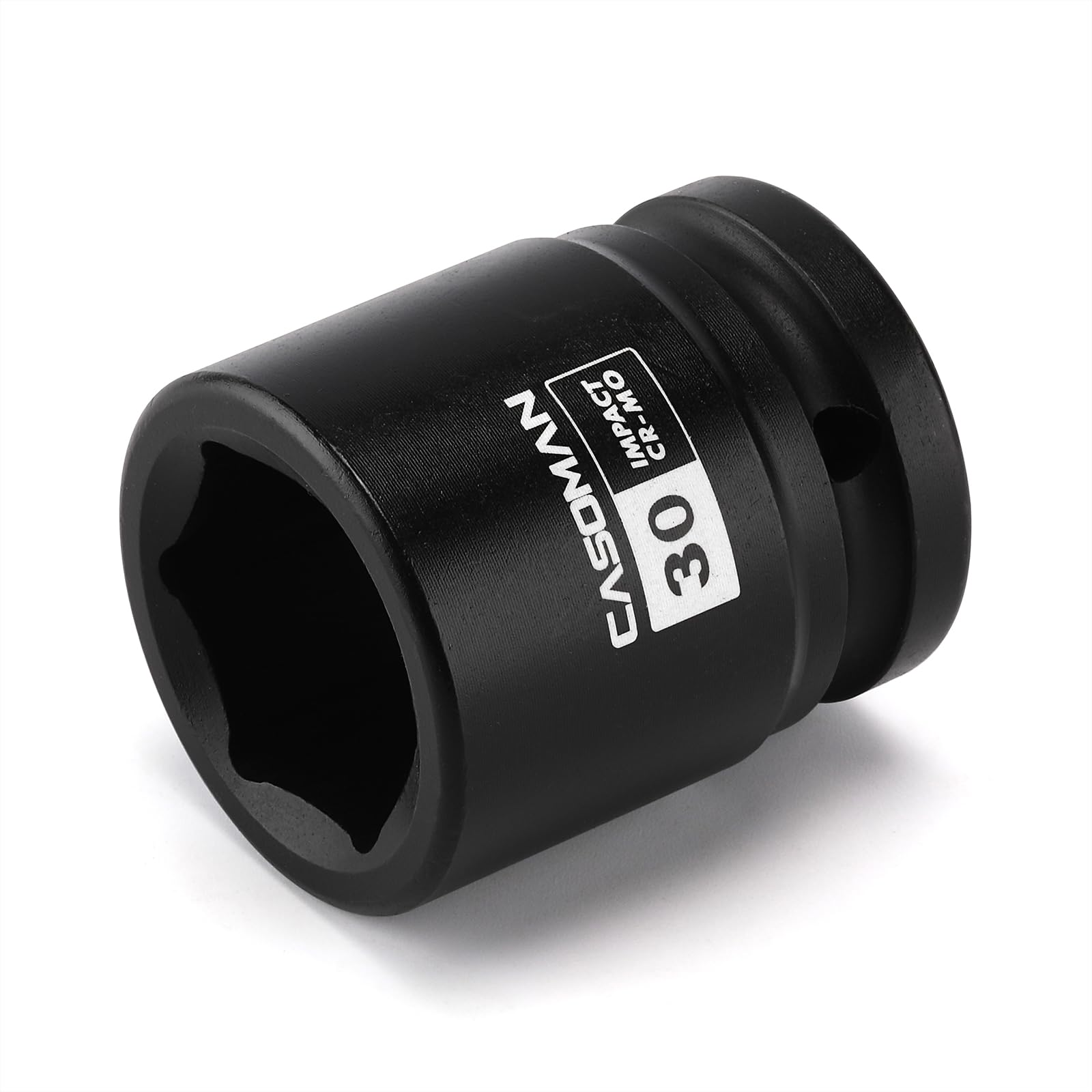 CASOMAN 3/4" Drive x 30mm Shallow Impact Socket, Jumbo Impact Socket, Metric, 6-Point, CR-MO, Black Phosphate Finish