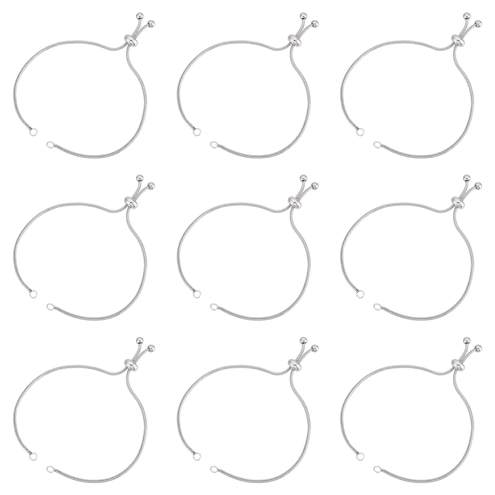 UNICRAFTALE 10pcs 230mm Adjustable Slider Bracelets Stainless Steel Bracelet Making Slider Extender Chains with Ball Ends for Women s Semi Finished DIY, Hole: 2.5~3mm