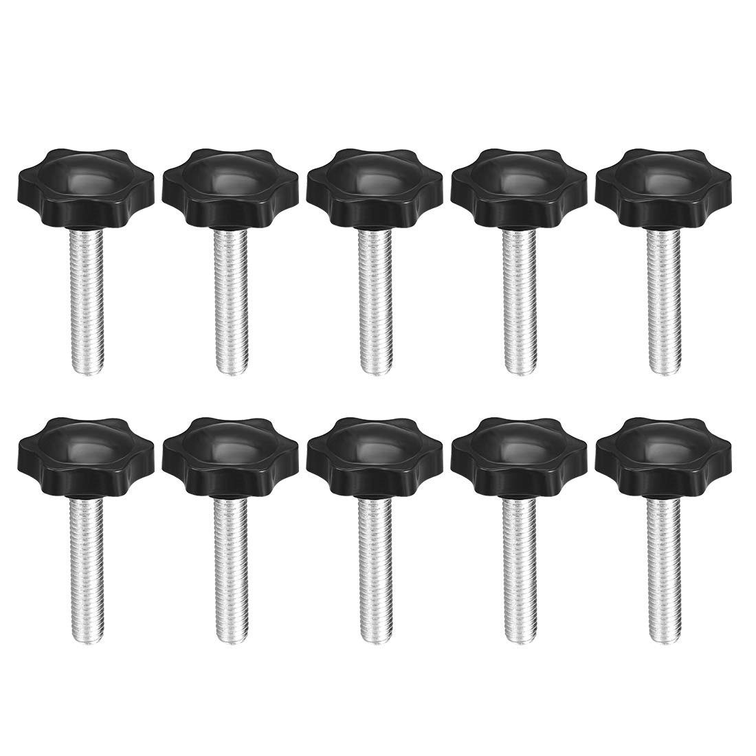 uxcell Clamping Screw Knob, 38mm Dia Plum Hex Shaped Grips Star Knob M8 x 45mm Male Thread, 10pcs