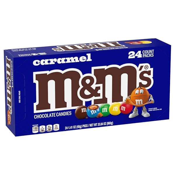 M&M’S CARAMEL CHOCOLATE CANDY, MADE WITH REAL CARAMEL AND MILK CHOCOLATES, 24 COUNT, 1.41 OZ CANDY GIFTS