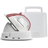 Panasonic Compact Cordless Steam Iron, NI-QL300R, Charging Station, Red | Cordless Compact Steam Iron, Charging Station, Light and Easy to Use, Dry &amp; Steam Settings, Non-Stick Sole Plate, 1200 Watts