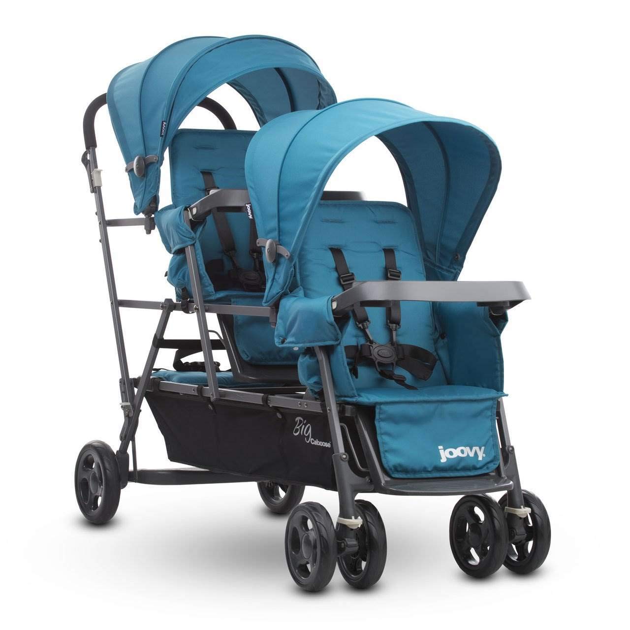 Joovy Big Caboose Graphite Stand On Triple Pushchair Stand on Tandem Sit and Stand Stroller, Turquoise