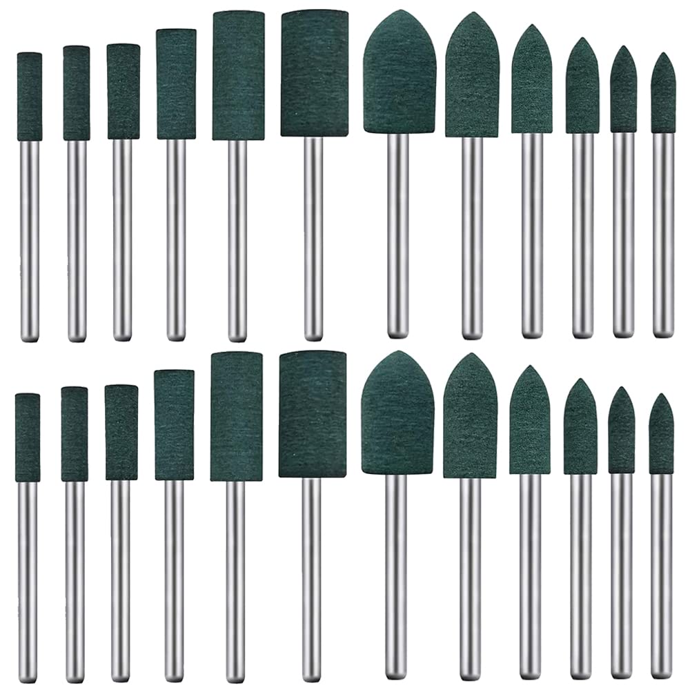 24 Pcs Electric Drill Rubber Bits Kit - 3MM Polishing Bits Fine Sanding Rubber Wheel for DIY Rotary Grinding Accessory Mold Metal Jade Polishing