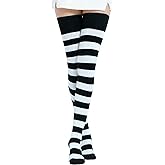 Kayhoma Extra Long Cotton Stripe Thigh High Socks Over the Knee High Socks