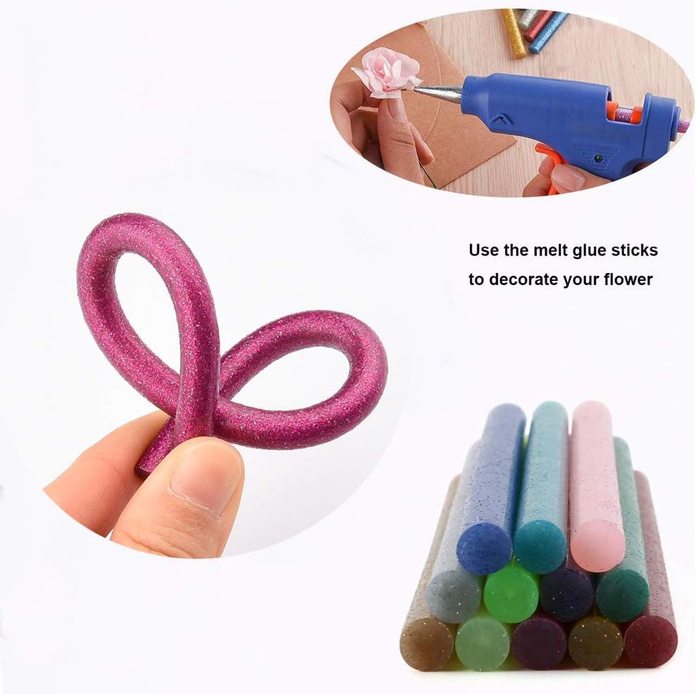 Glitter Hot Glue Sticks Baffo 60PCS 12 Colors Hot Glue Stick EVA Mini