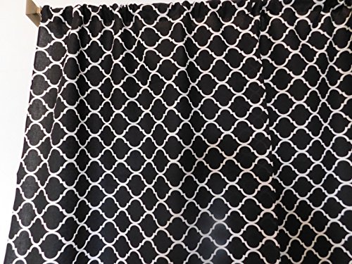 Black And White Trellis 2 Panels Tiers Window Kitchen Bath