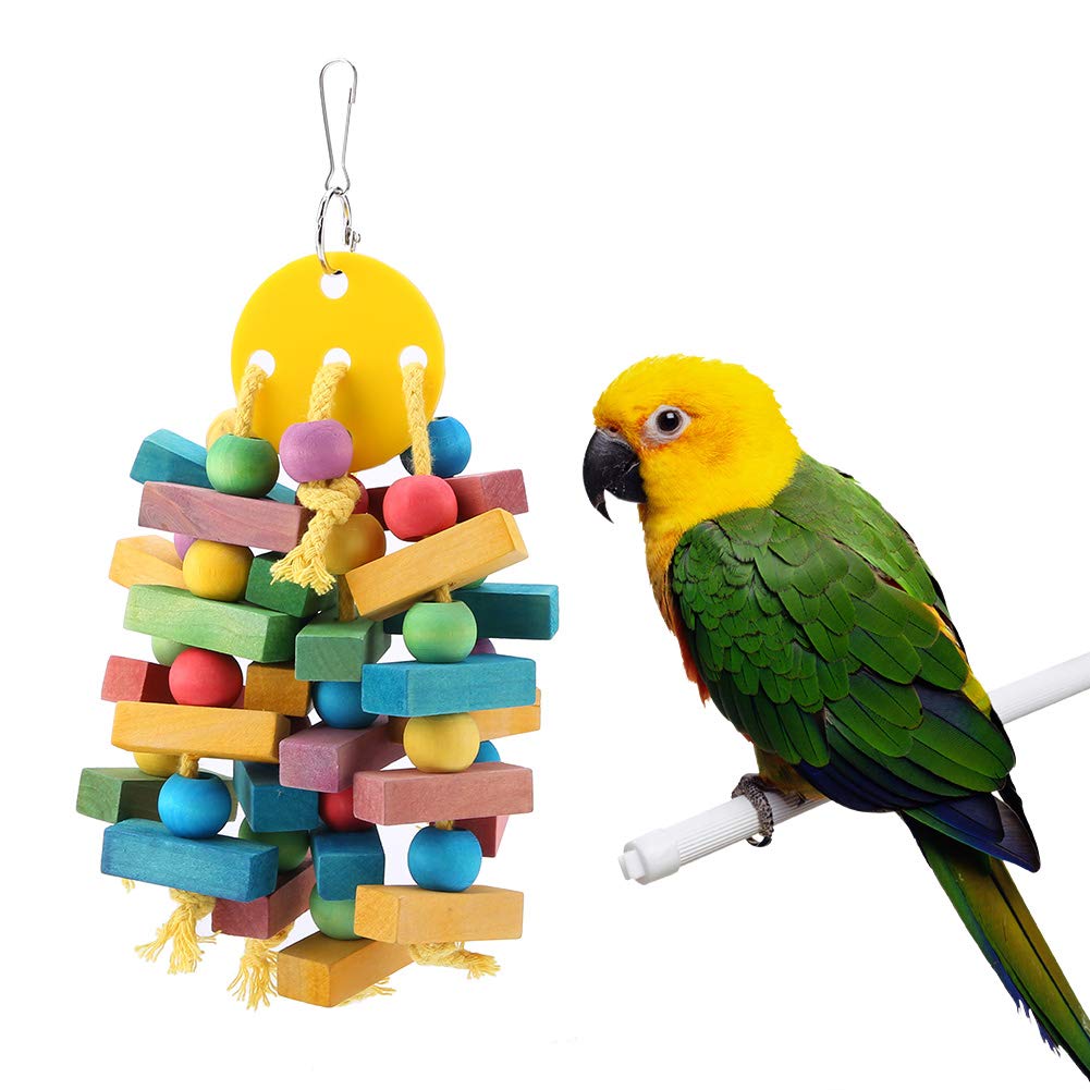 Duokon Parrot Hanging Wooden Chewing Toy Bird Cage Bite Accessories Swing Suitable for Parrots and Birds