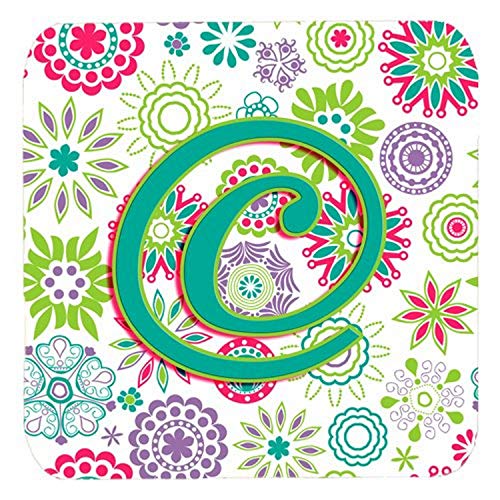 Caroline's Treasures CJ2011-CFC Letter C Flowers Pink Teal Green Initial Foam C…