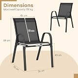 TANGZON Garden Dining Chairs Set of 4 Black Stackable Outdoor Armchairs view 6