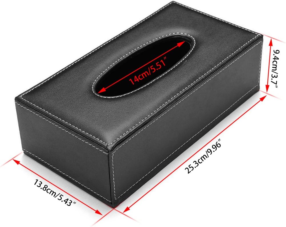 BTSKY PU Leather Tissue Box Cover - Rectangular Tissue Holder Napkin Dispenser Holder Facial