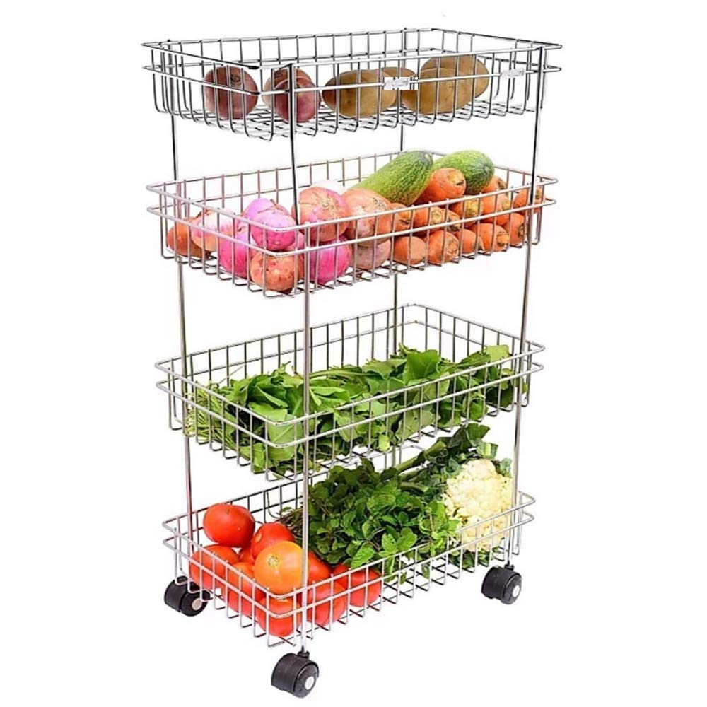 Buy KEVIL Stainless Steel 4 Layer Fruit Vegetable Trolley Kitchen