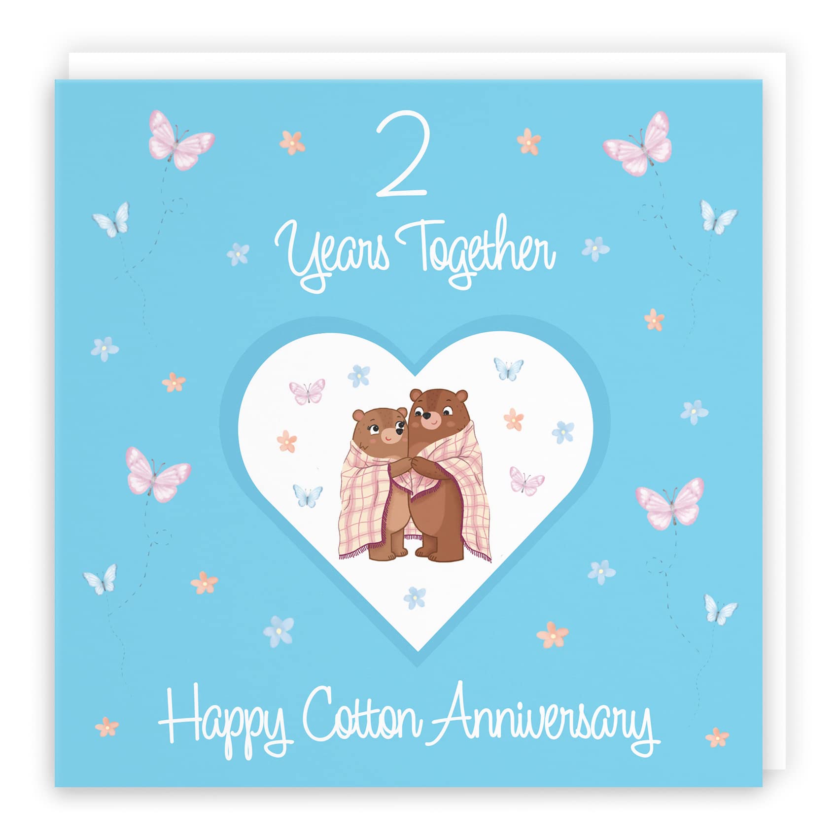 Hunts England - 2nd Anniversary Card For Him Or Her - 2 Years - Cotton Anniversary - Romantic Meadows - Fun Card - 2nd Anniversary Card For Couples, Boyfriend, Girlfriend, Husband, Wife, etc. — image 1