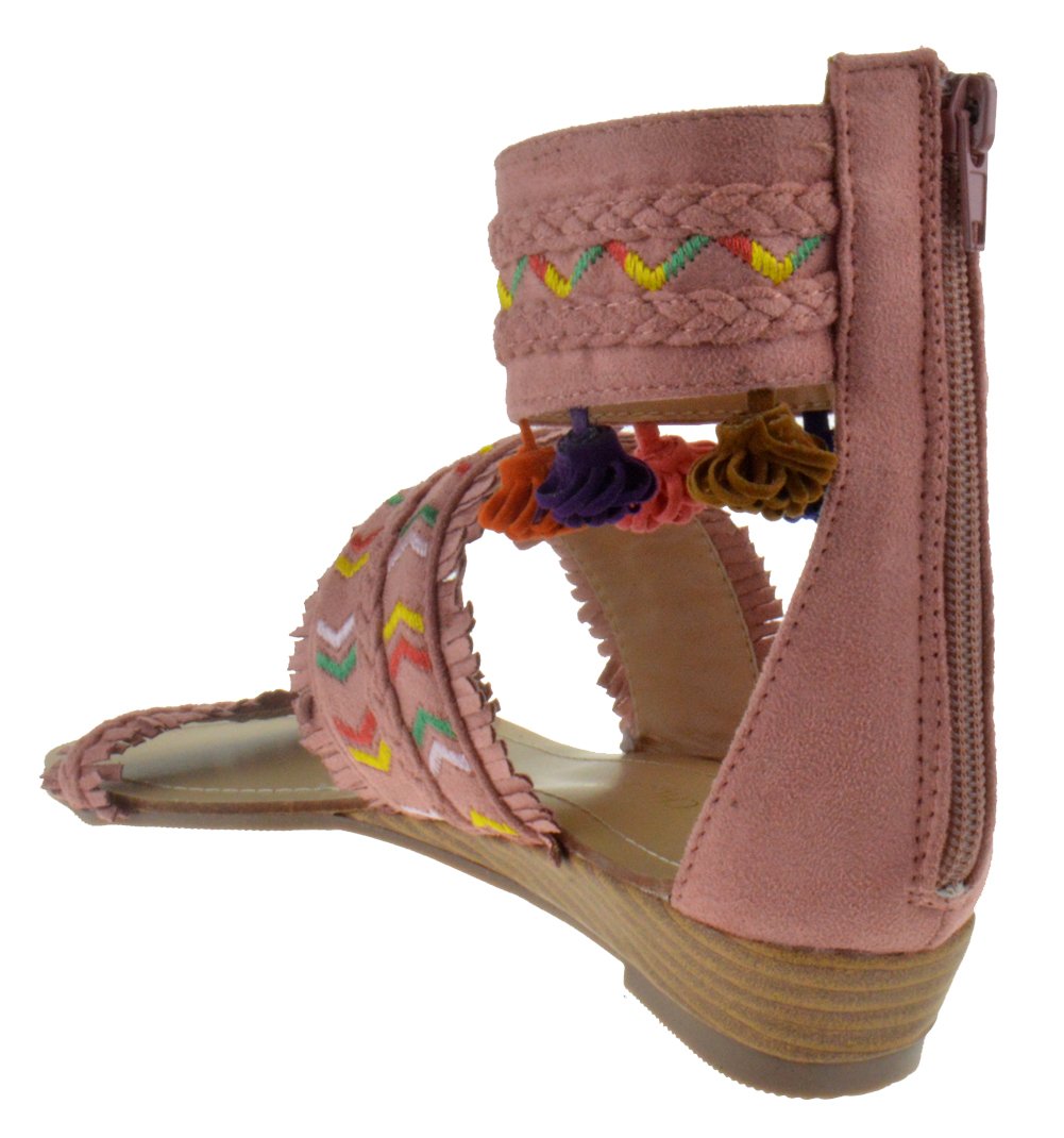 Chase + Chloe Cayne 1 Womens Fringe Tassled Textile Wedge Sandals - Image 4