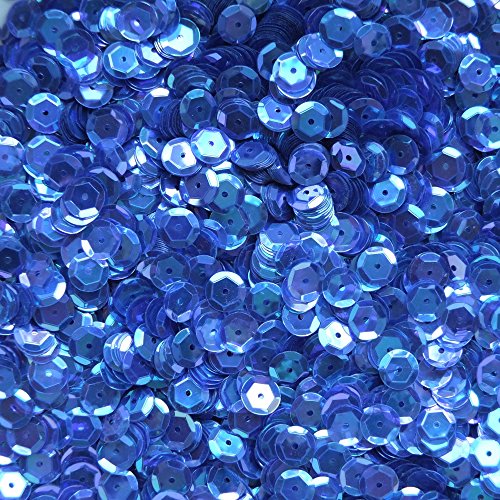 8mm Cup Sequins Sapphire Blue Crystal Iris Rainbow Iridescent Loose Facet Paillettes Made in USA