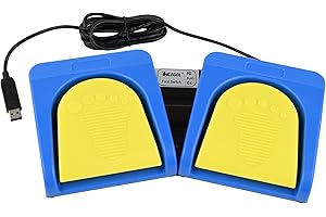 iKKEGOL Upgraded USB Double Foot Pedal Optical Switch Control 2 Key Three Button Program Computer Keyboard Mouse Game Action HID (Double Pedal)
