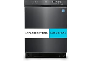 BLACK+DECKER 24" Built-In Dishwasher, 12-Place Setting Capacity with Stainless Steel Tub, Dish Washer with 6 Wash Programs, Low Noise, ENERGY STAR Certified, BDW200MB, Black