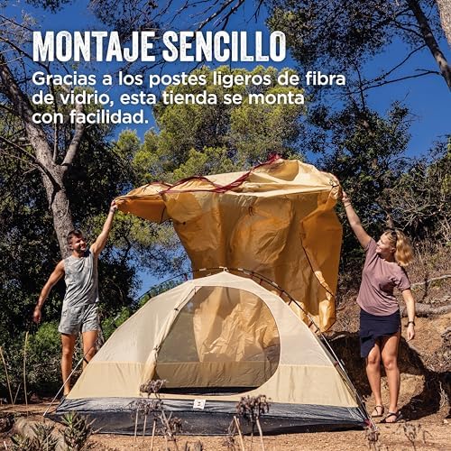 Tienda de campaña Darwin 3 Plus de Verano | Tienda Domo compacta para 3 Personas | Tienda de Camping Ligera | Tienda para Festivales y Senderismo | Impermeable 2000 mm | Transpirable