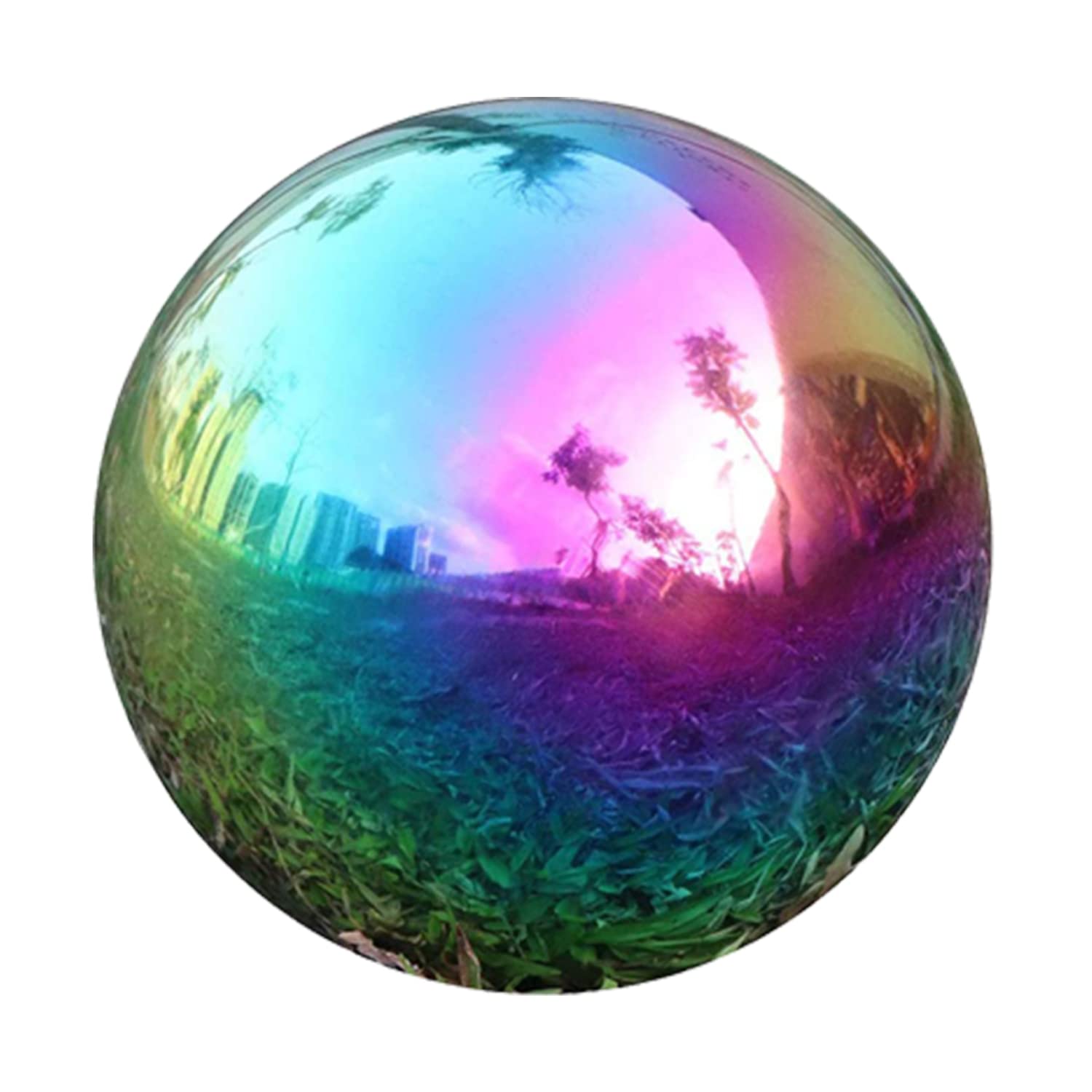 GDglobal Stainless Steel Gazing Ball Mirror Polished Hollow Ball Reflective Garden Sphere for Home Garden Decoration (150mm, Rainbow)