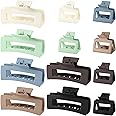 12 Pcs Rectangle Hair Clips, Hair Accessories for Women and Girls, Including 6 Pcs 4 Inch Large Claw Clips for Thick Hair and 6 Pcs 2 inch Small Hair Claw Clips for Thin Hair (A-Multi-colored)