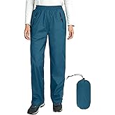 Outdoor Ventures Women's Rain Pants Packable Waterproof Hiking Pants Windproof Breathable Outdoor Rain Over Pants