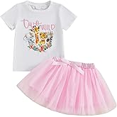 SHUING Baby Girl Second Birthday Outfit Safari Two Wild Print Short Sleeve T-shirts Tulle Skirt Toddler 2nd Birthday Clothes