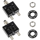 HUAREW 20 Amp Push Button Circuit Breaker 125-250V AC 50V DC | L1 Series Manual Reset Thermal Circuit Breaker 20A Thermal Overload Protector (pack of 2)