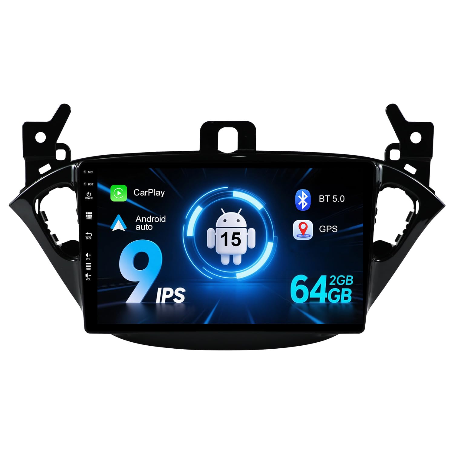 MISONDA 9inch Android 15 Car Stereo For Opel Vauxhall Corsa E 2015-2019- 2 Din Head Unit Rear Camera - Support DAB+/Mirrorlink/USB/WiFi/Bluetooth/Carplay/GPS Navi 2G+64G