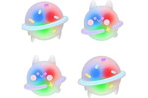 PlayVital Cute Universal Illuminated LED Thumbstick Grips for ps5, for ps4, Joystick Caps for Xbox Series X/S, for Xbox One, Switch Pro Controllers, Joystick Protection - Planet & Sweet Bunny