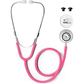 Primacare DS-9290-PK Adult Size 22 Inch Stethoscope for Diagnostics and Screening Instruments, Lightweight and Aluminum Double Head Flexible Stethoscope, Pink