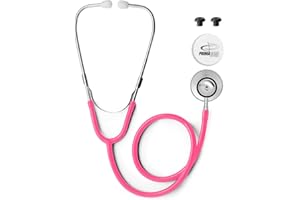 Primacare DS-9290-PK Adult Size 22 Inch Stethoscope for Diagnostics and Screening Instruments, Lightweight and Aluminum Double Head Flexible Stethoscope, Pink