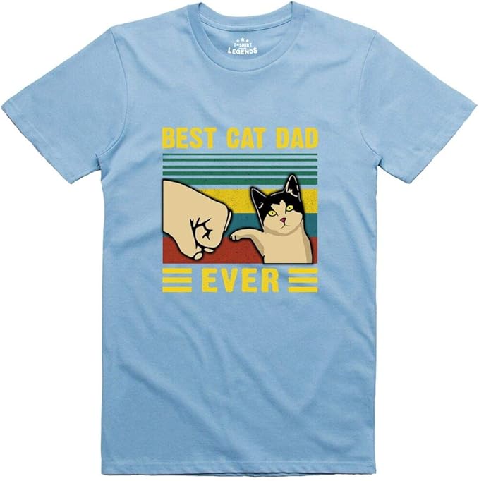 Best Cat Dad Funny Mens T Shirt Regular Fit Cotton Tee Light Blue XXL Amazon.co.uk Clothing