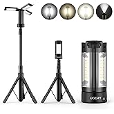 OGERY Rechargeable 10000mAh Camping Light with Stand 6.5 ft Max Height, Cordless Work Light with 3 LED Lamp Heads, 2200 Lumens Camping Essentials Gear Emergency Flashlight with Detachable Tripod